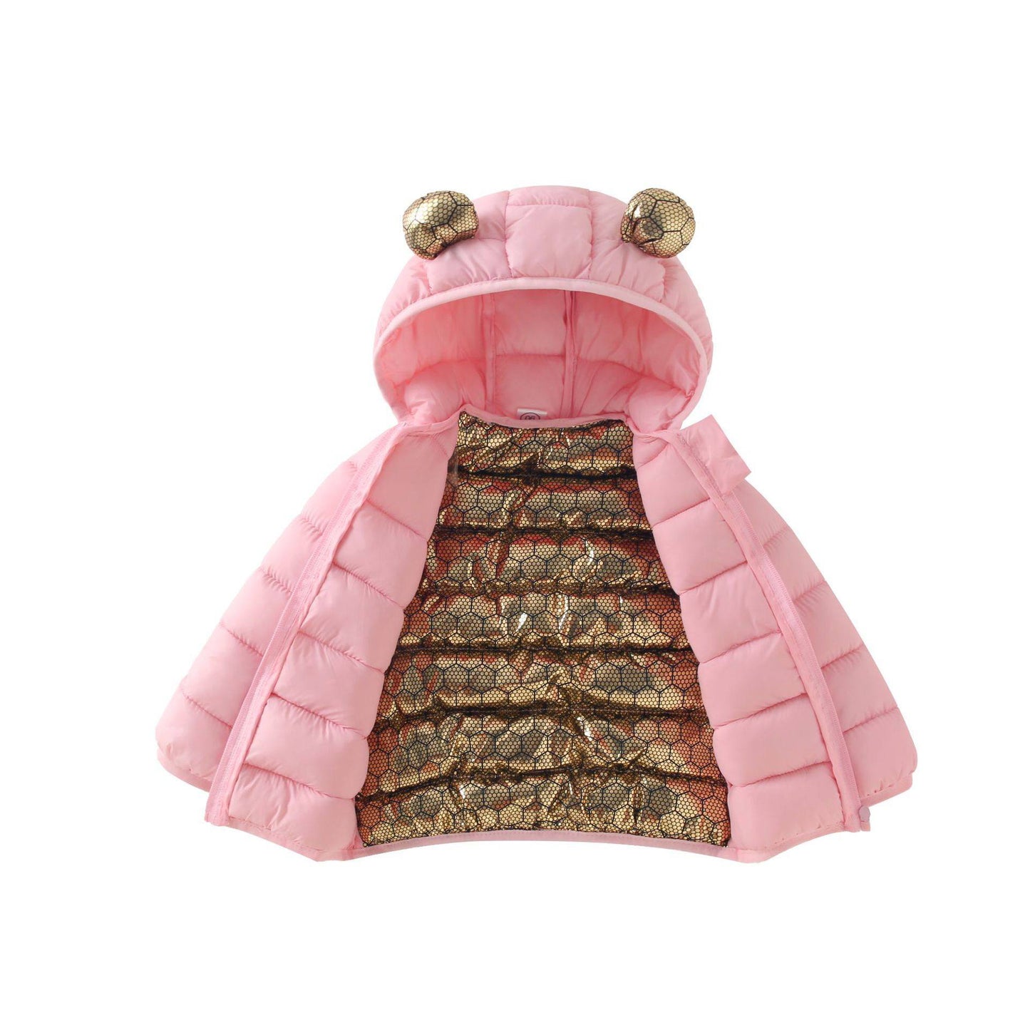 Black & Gold Thickened Baby Jacket – Winter Cotton Coat for Boys & Girls