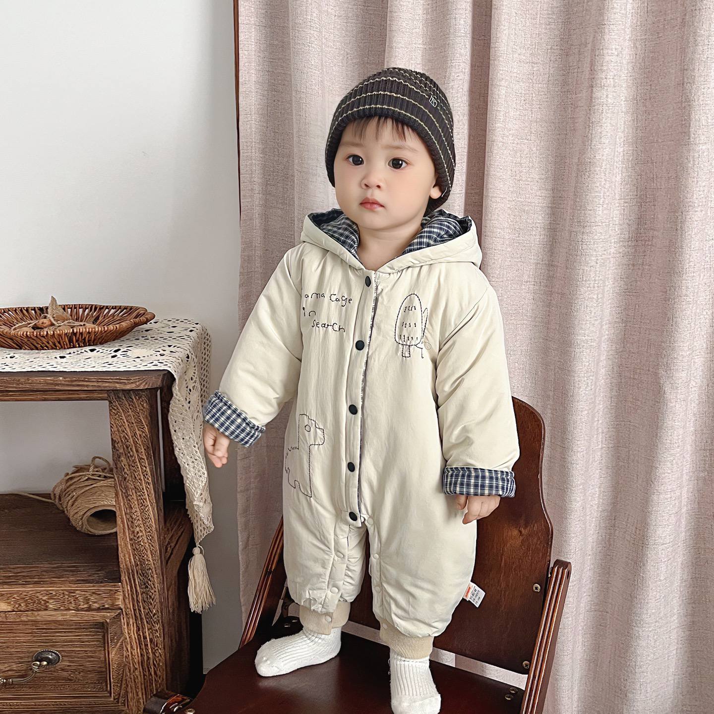 Cute Cartoon Baby Jumpsuit – Long-Sleeve Autumn & Winter Outfit for Baby Boys 👶