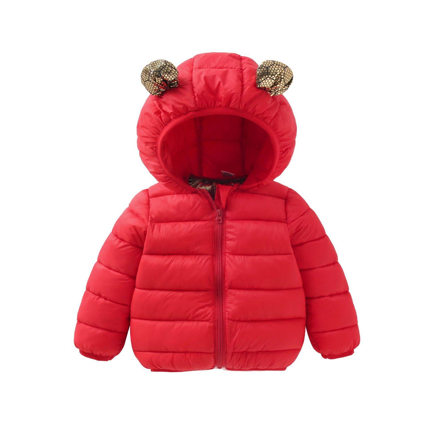 Black & Gold Thickened Baby Jacket – Winter Cotton Coat for Boys & Girls