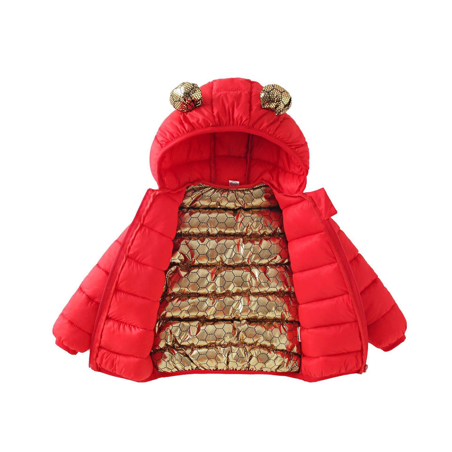 Black & Gold Thickened Baby Jacket – Winter Cotton Coat for Boys & Girls