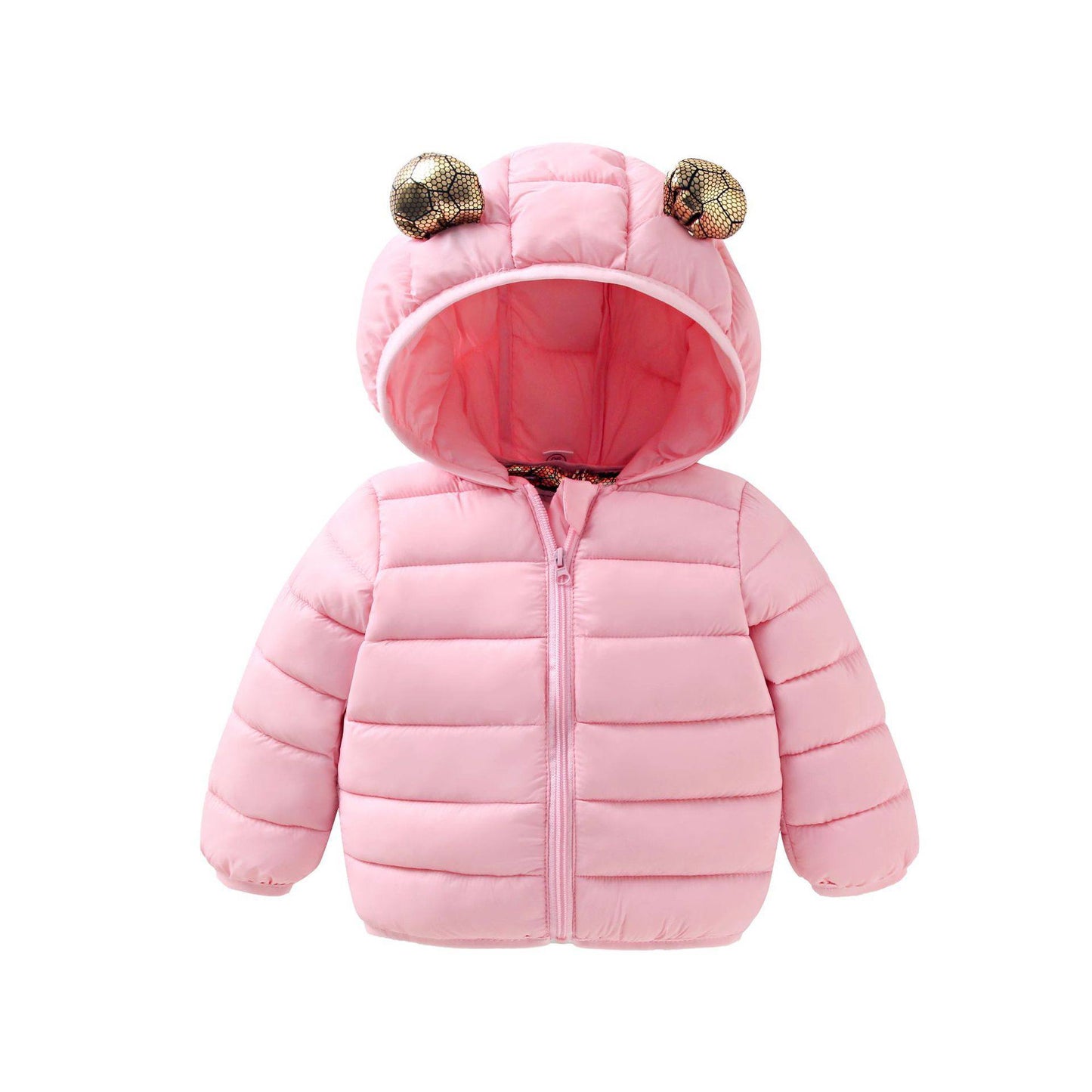 Black & Gold Thickened Baby Jacket – Winter Cotton Coat for Boys & Girls