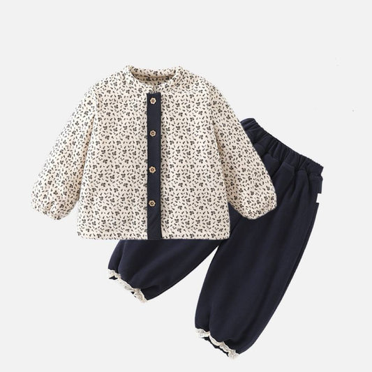 Girls’ Korean Style Autumn/Winter Two-Piece Lace Set – Baby Girl Casual Outfit